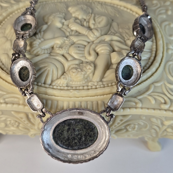 Rare OOAK Vintage Sterling Silver 925 Thailand Chrysoprase Necklace Artisan 43g - Picture 7 of 14